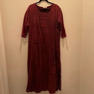 Vintage T Shirt Dress Maroon Acid Wash
